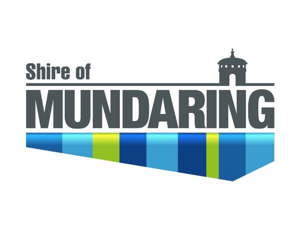 Shire of Mundaring logo Shire of Mundaring logo with blues, green and grey colours; and Mundaring Weir iconic building motive